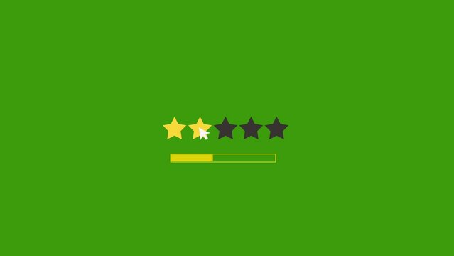 star rating animation. Rating five stars on green background. 4k video