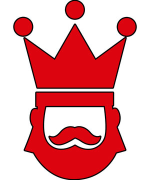 Icono tipo cartoon de rey con barba y bigote sin fondo