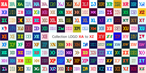 Collection LOGO XA to XZ. Abstract logos mega collection with letters. Geometrical abstract logos