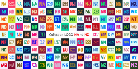 Collection LOGO NA to NZ. Abstract logos mega collection with letters. Geometrical abstract logos