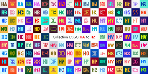 Collection LOGO HA to HZ. Abstract logos mega collection with letters. Geometrical abstract logos