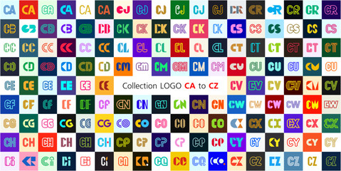 Collection LOGO CA to CZ. Abstract logos mega collection with letters. Geometrical abstract logos - obrazy, fototapety, plakaty