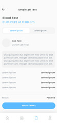 Lab Test and Laboratory Analysis, Health Clinic Check Blue App UI Kit Template