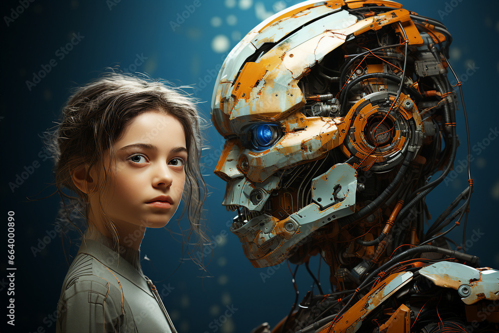 Aufkleber generative ai picture of beautiful robotic human android future 3d robot invention