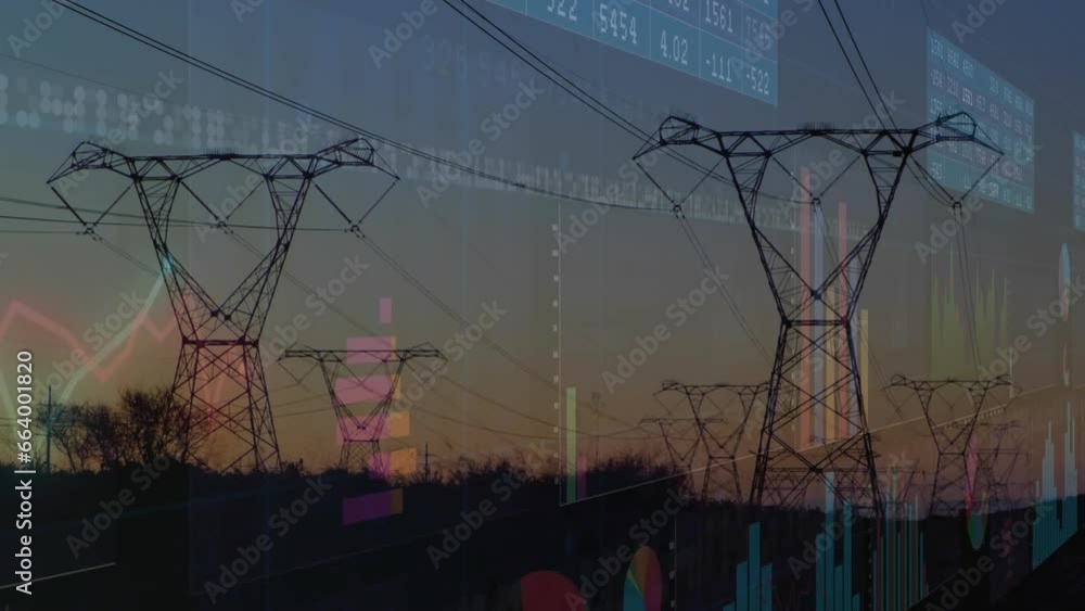 Poster Animation of statistical data processing against network towers