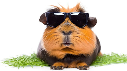 playful guinea pig  with sunglasses, hamster