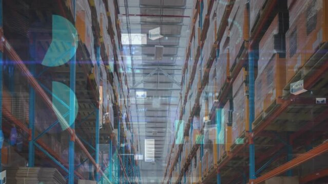 Animation of interface with statistical data processing against warehouse