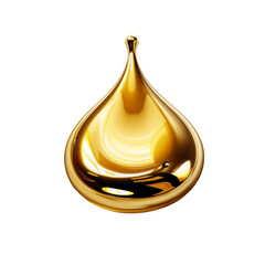 Golden oil drop on transparent background