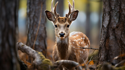 Deer wild life photography in forest and woods