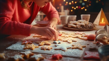 A Family Baking and Decorating Cookies for the Holidays