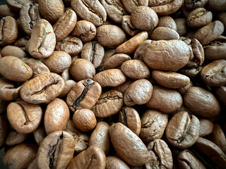 cafe background with roasted coffee beans