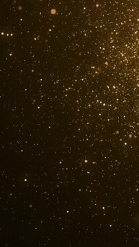 Vertical video - Abstract background animation with glittering shiny gold particles. This luxury golden awards ceremony motion background animation is full HD and looping.