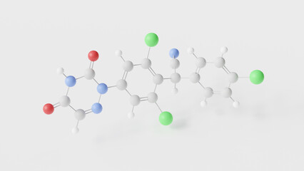 diclazuril molecule 3d, molecular structure, ball and stick model, structural chemical formula coccidiostat