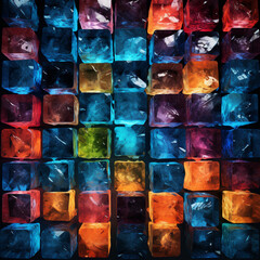 fondo abstracto con formas cubicas de cristal con diferentes colores - obrazy, fototapety, plakaty