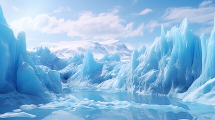 A mesmerizing icy blue glacier with dramatic crevasses - obrazy, fototapety, plakaty