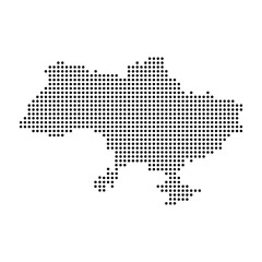 Vector map of Ukraine from black and white dot pattern. In pop art style for decoration of banner, poster, website, web technology