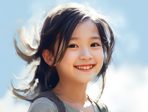 Young Asian girl smiling 
