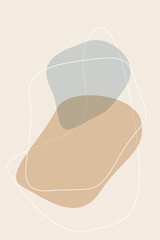 Abstract Minimalist Soft Beige Colored Doodle Poster Template Pattern background