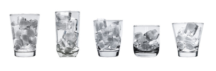 Ice cubes in a clear glass.