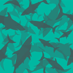Shark silhouette seamless pattern. Vector illustration	