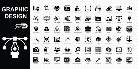  Graphic design flat icons. Simple  icons in a modern style flat, Creative Process. Graphic design , software and more. vector illustration.  - obrazy, fototapety, plakaty