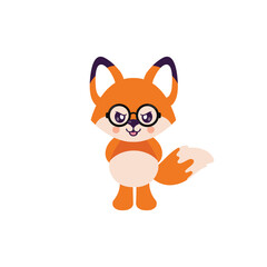 cartoon angry fox illustration with glasses