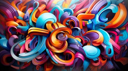 Naklejka premium vibrant abstract street art piece that explores the concept of urban life and creativity.