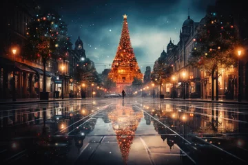 Deurstickers Christbaum in der Stadt © Fatih