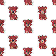 pattern with  brown teddy bears, cartoon bear 