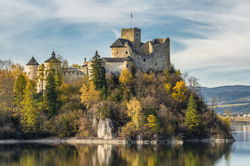 Medieval Castle in Niedzica in autumn, Poland