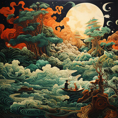 batik elements. Generative AI.