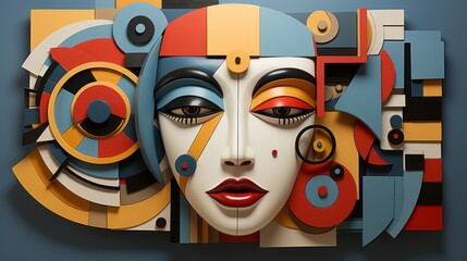 A vibrant masque of artistic expression adorns the wall, evoking a wild array of emotions through its colorful and intricate design