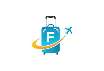 Creative Initial Letter F Air Travel Logo Design Template.