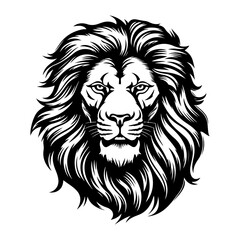 Lion head woodcut drawing vector illsutation