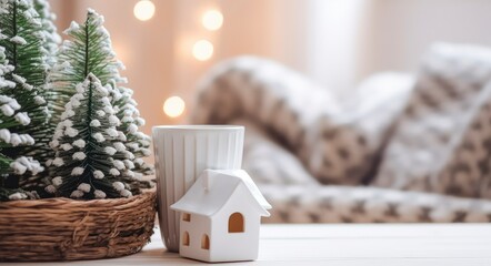 Naklejka na ściany i meble A cozy concept of festive home decoration for Christmas.