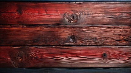 An abstract masterpiece, painted with fiery shades of red, captures the raw essence of a wooden plank in the midst of a mysterious forest