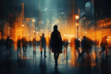 Foto auf Acrylglas Businesspeople walking on a blurry street © Fatih