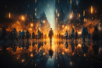 Fotobehang Businesspeople walking on a blurry street © Fatih