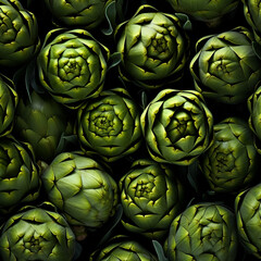 Fototapeta premium Fondo con detalle y textura de multitud de alcachofas de color verde