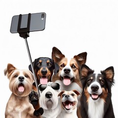 A cheerful illustration on the theme of animals taking selfies. generative AI