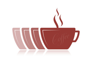 handwritten word coffee and brown coffee cup. coffee cup for cafe and restaurant