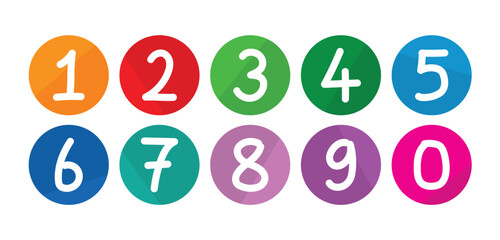 handwritten numbers. numbers in colorful rounds