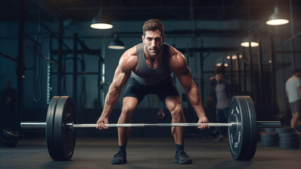strong athlete man person exercising in the sport gym, workout