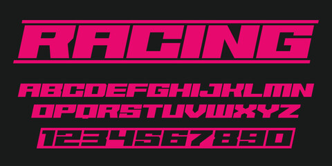 Racing lettering vector graphic apparel clothing prints eps svg png. Typography Fonts graphics designs posters stickers. Download it Now in high resolution format and print it in any size - obrazy, fototapety, plakaty