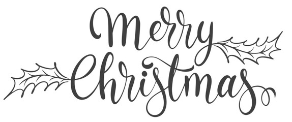 Merry christmas hand lettering calligraphy isolated on white background. Vector holiday illustration element. Merry Christmas script calligraphy - obrazy, fototapety, plakaty