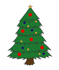 decorated christmas tree on transparent background 