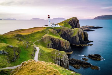Fototapeta na wymiar Skye island Nest Point lighthouse in Highland.