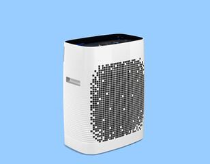 Modern air cleaner perspective right view 3d render on blue