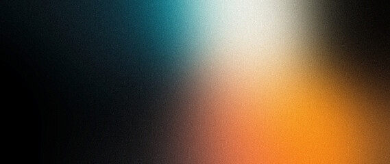 Teal orange black white glowing color gradient background, grainy texture effect, poster banner landing page backdrop design - obrazy, fototapety, plakaty