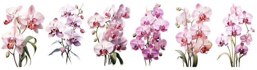 Fototapeta na wymiar Vintage botanical illustration of Orchid , Watercolor collection of hand drawn flowers, Symbolize beauty and elegance ,cut out transparent isolated on white background ,PNG.